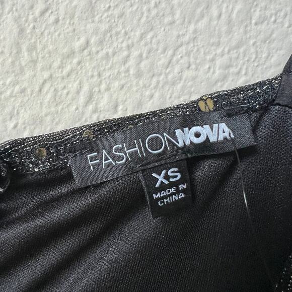 NWT Fashion Nova Thrive At Night Ruched Maxi Dress in Black Size XS - Picture 5 of 5